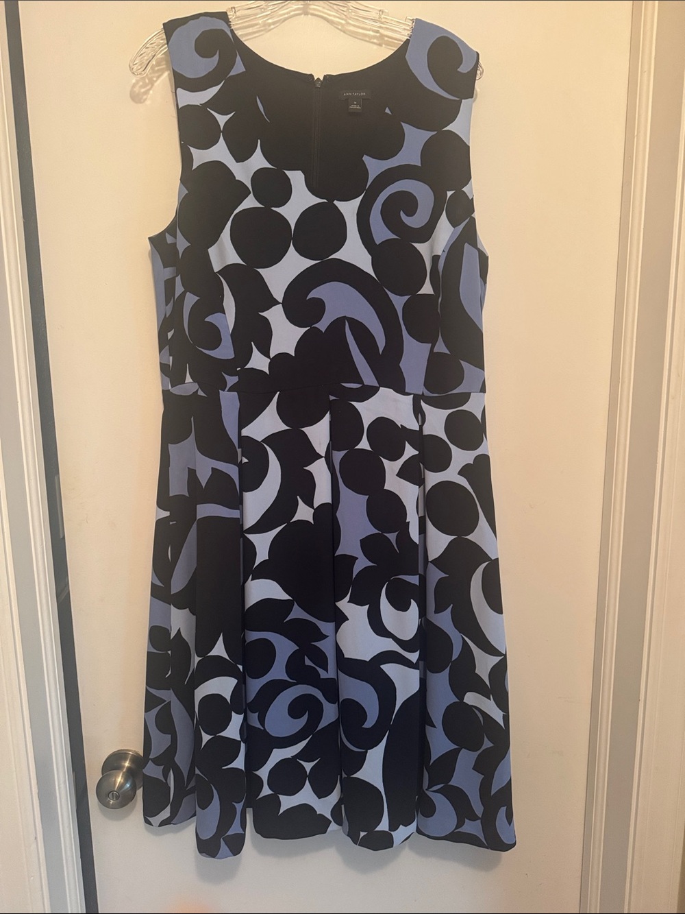 Ann Taylor Navy and Light Blue Sleeveless Fit-and-Flare Dress